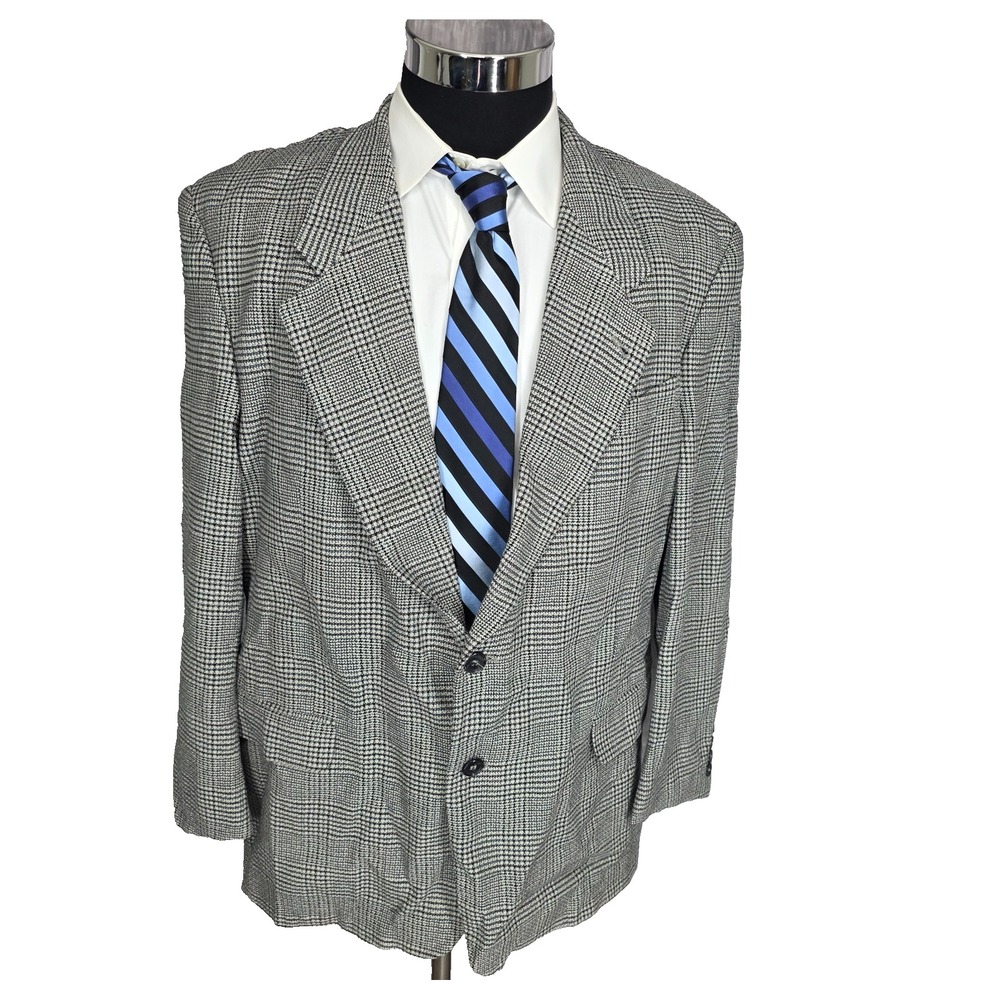 Gianfranco Ruffini Blazer Mens 46R Gray Glenplaid Sports Coat Jacket Silk 2B